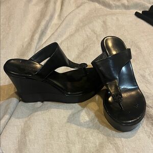 BCBGeneration Black Wedge Sandals